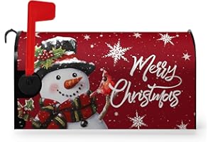 Dacawin Christmas Snowman Mailbox Covers Magnetic Standard Size 18 x 21 in Winter Red Xmas Outdoor Mailbox Wraps Cover Letter Box Post Cover Christmas Decorations for Outside Gardern Yard