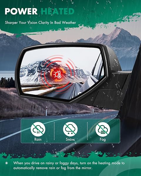 SCITOO SIDE VIEW MIRROR FIT FOR 2014-2018 FOR CHEVY SILVERADO 1500 2014-2017 FOR GMC SIERRA 1500 22820378 POWER ADJUSTMENT HEATING DRIVER SIDE MIRROR