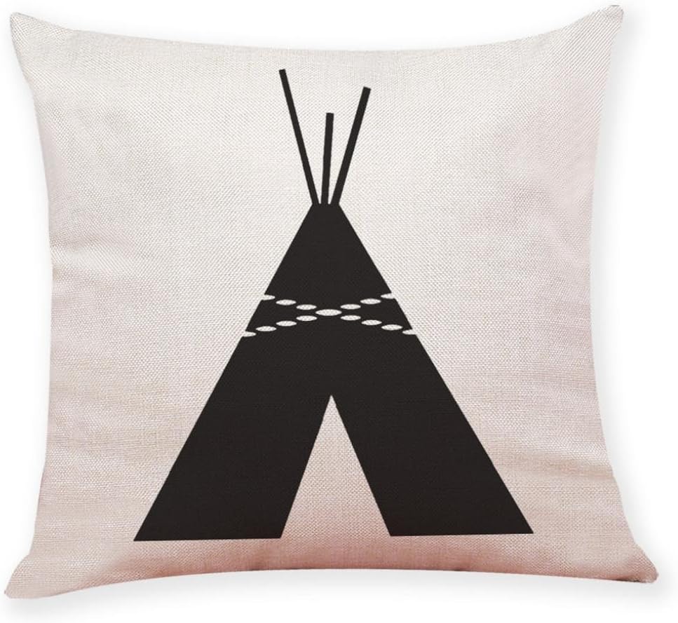Pillow Case, Hmeng Modern Simple Geometric Style Black and White Soft Linen Burlap Square Throw Pillow Covers (45 * 45cm) (C)