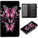 RMJKXQZG Leather Checkbook Wallet, RFID Blocking Pen Holder Large Compartment for Cash Checkbook Compartment Card Slot for Checkbook Holder Checkbook Cover, Pink Butterfly