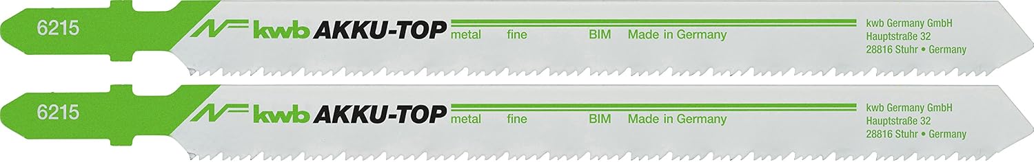 kwb AKKU-TOP Bi-Metal Jigsaw Blade for Metal and Wood T-Shank, Variable Set, Patented TwinCut Tooth Design, Made in Germany