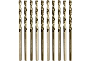 1/8" Cobalt Drill Bits 10Pcs - BAIDETS M35 1/8 Inch HSS Metal Twist Drill Bits Set for Hard Metal, Stainless Steel, Cast Iron and Other Hard Materials