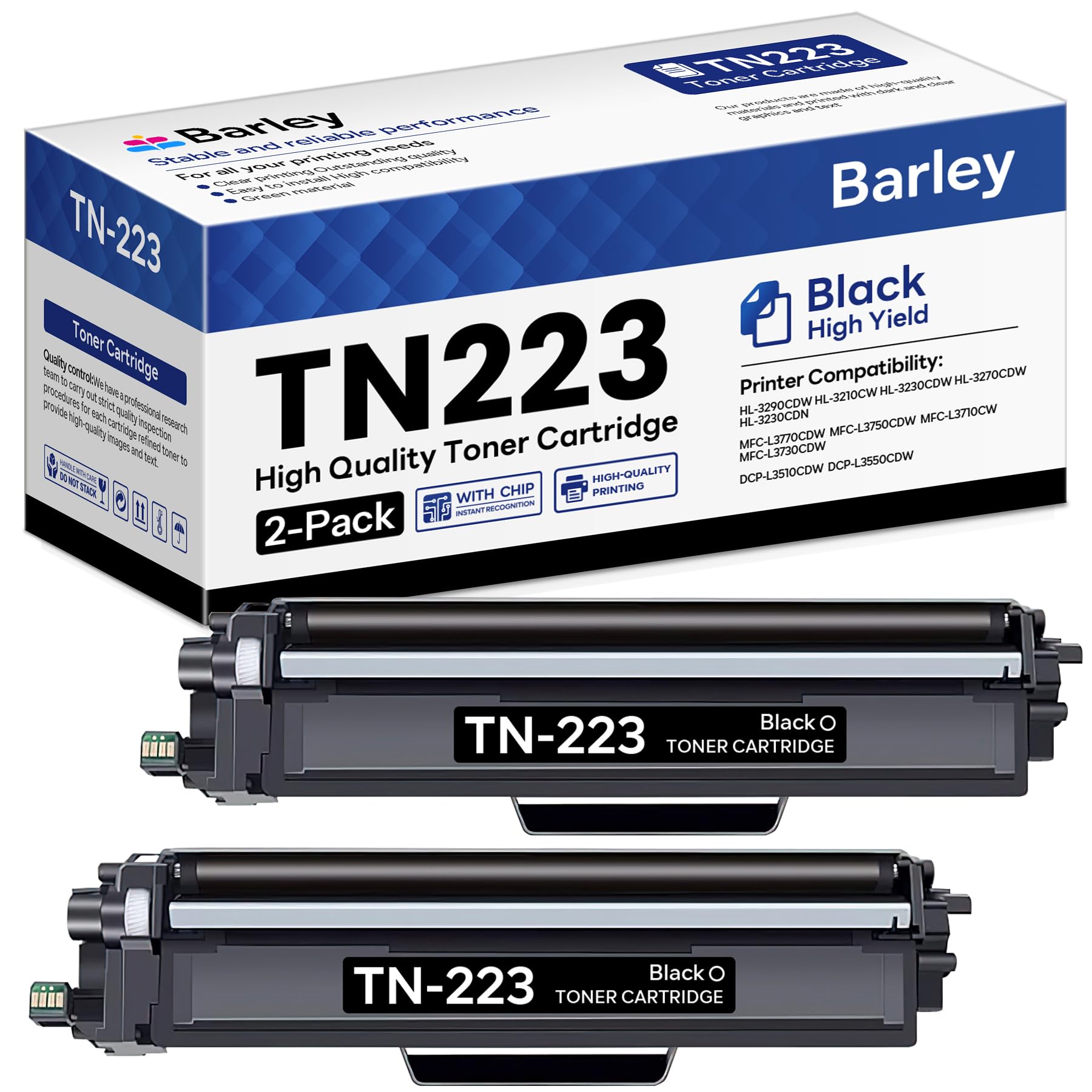 Photo 1 of TN223BK TN223 Black Toner Cartridge Compatible TN223BK TN-223BK Replacement for Brother TN223 MFC-L3710CW MFC-L3770CDW MFC-L3750CDW Printer (2-Pack).
