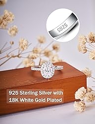 Oivley 1.5CT Oval Halo Engagement Rings for