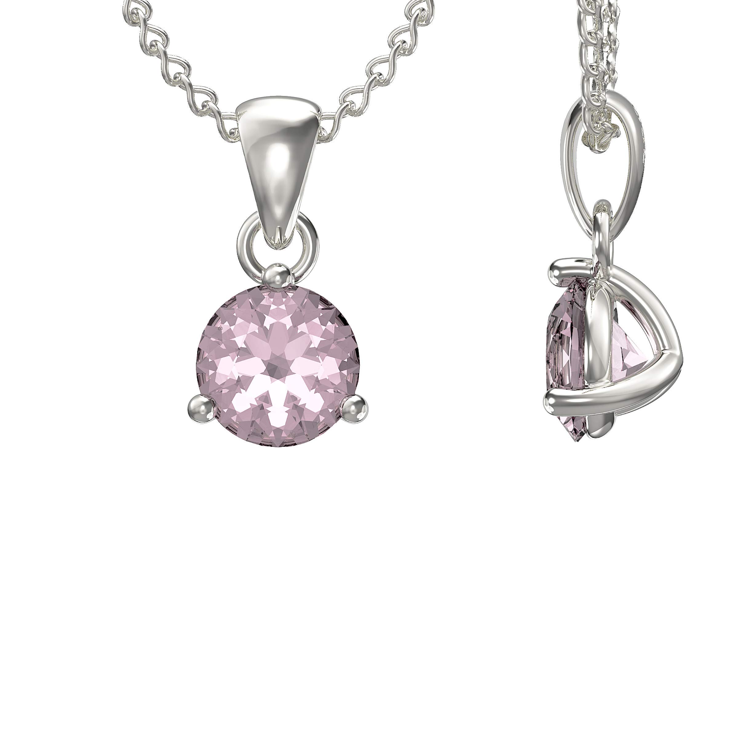 Aeon Birthstone Necklace - October Pink Tourmaline | 925 Sterling Silver & Cubic Zirconia| Polishing Cloth Included | Jewellery Gifts