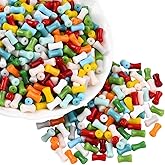 PONABEADIY 1 Box 500PCS Bamboo Glass Seed Beads with Holes Joint Stick Opaque Red White Green Blue Yellow Orange Spacer Loose Tube Bead Charm Bulk for Jewelry Making Necklace Bracelet Diy Craft Supply