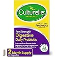 Culturelle Pro Strength Daily Probiotics For Digestive Health (2 Month Supply) with Prebiotics for Women & Men, Supports Occasional Diarrhea, Gas & Bloating, Gluten & Soy Free, 60 Count
