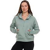 MODERN BASICS Womens Half Zip Hoodie - Fleece Cropped Sweatshirt for Women, Quarter Zip Up Pullover