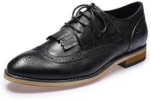 Mona flying Women's Leather Perforated Lace-up Oxfords Brogue Wingtip Derby Shoes for ladis Women