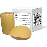 Benchmark Abrasives 5" PSA Gold Sanding Discs, 120 Grit, 100-Count | Aluminum Oxide Grains, Non-Loading Stearate Coating, Self-Adhesive Backing for Orbital and DA Sanders