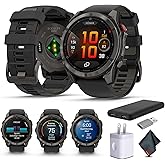 Garmin Fenix 8 Pro 51mm, inReach Technology, AMOLED Display, Multisport GPS Smartwatch, Sapphire, Carbon Gray DLC Titanium with Black/Pebble Gray Silicone Band Fitness Tracker Smat Watch Bundle
