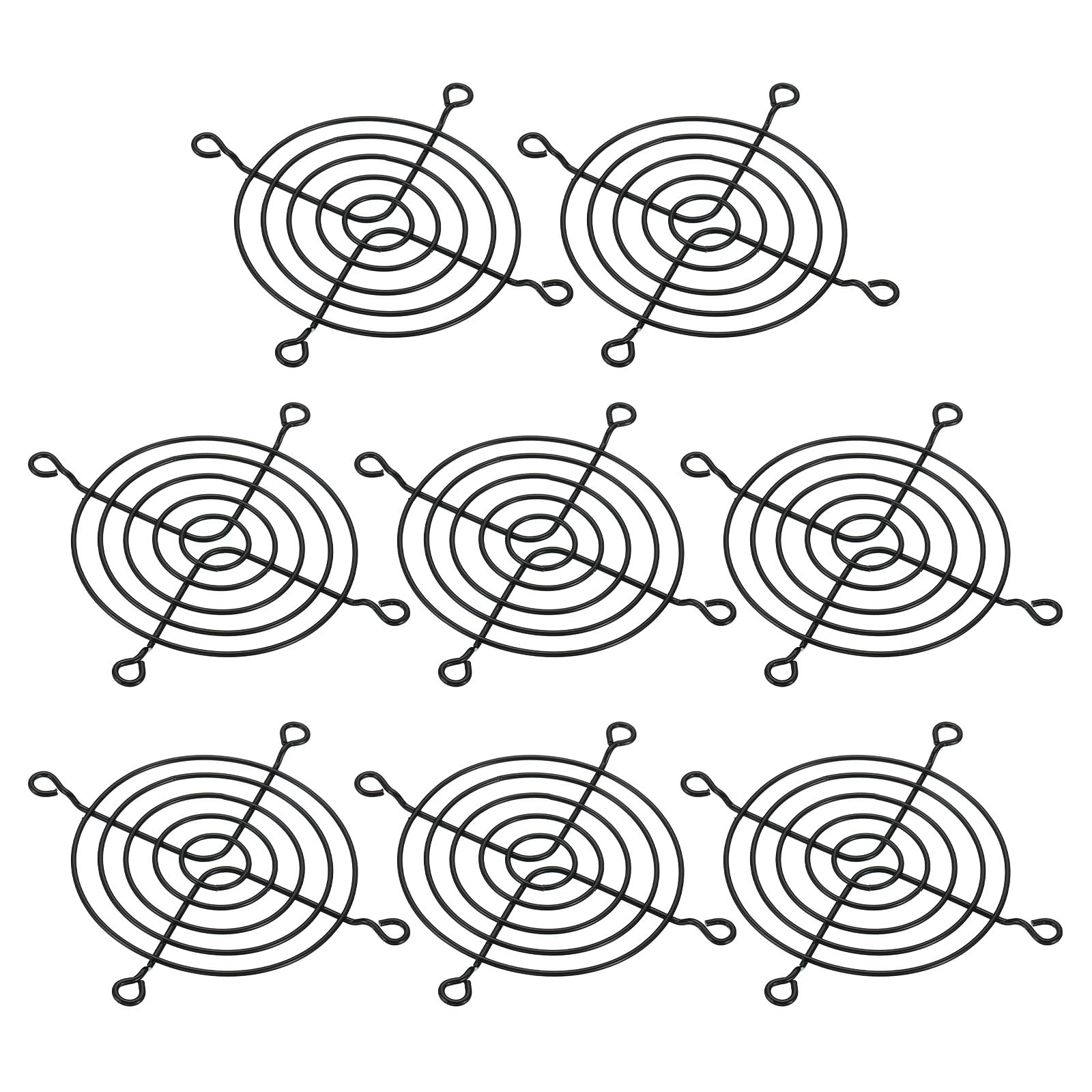 PATIKIL 80mm Fan Finger Grill, 8 Pack Metal Grill Protector Guard Fan Protective Cover for 80x80mm Exhaust Fans for Equipment Computer DIY, Black