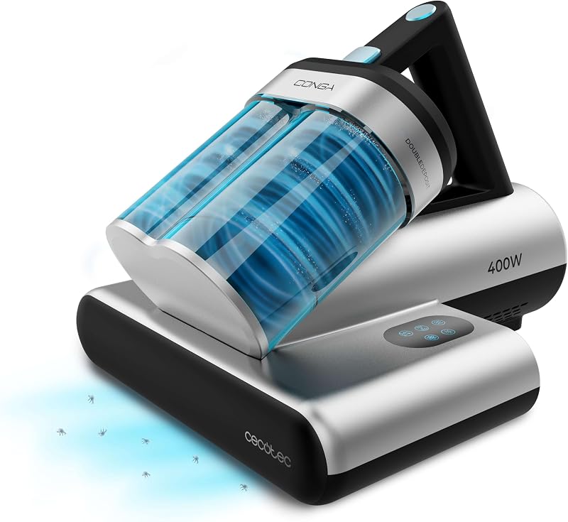 Aspiratore Antiacaro Battimaterasso - Aspirapolvere Conga Rockstar 4000 Mattress. ForceSonic 400W, 13 kPa, Luce UV-C, Heat Tech, Spazzola Power Brush, Cavo 5m, Doppio serbatoio, Aromaterapia