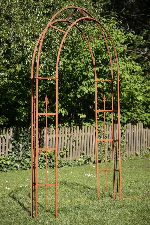 Amazon De Kuheiga Stabiler Rosenbogen Metall B 180cm Rankbogen Edelrost Metallbogen Rost