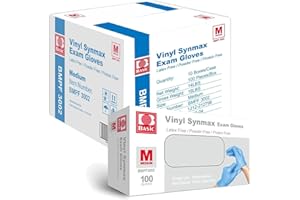 Jointown Basic Vinyl Exam Gloves-Safty Glove Latex-Free & Powder-Free, Synmax Disposable Medical Glove, BMPF3002 Medium (Case of 1000, Blue)