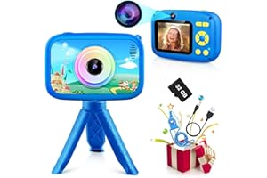 ASIUR Kids Camera Toys for Boys, 2.4" Screen 1080P FHD Toddler Kid Selfie Camera with Time Lapse, Portable Toys for 3 4 5 6 7 8 9 10 Year Old Boys, Christmas Birthday Gifts for Boys with 32GB SD Card - Blue