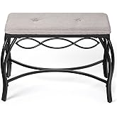Mango Steam Heather Gray Shoe Bench - Vanity Seat for Makeup Room, Dressing Stool, Entryway Bench - Powder Coated, Upholstere