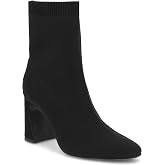 MIA Women's Torstin Knit Sock Ankle Boots | Smooth Stretch Fit with Faux Suede Heel