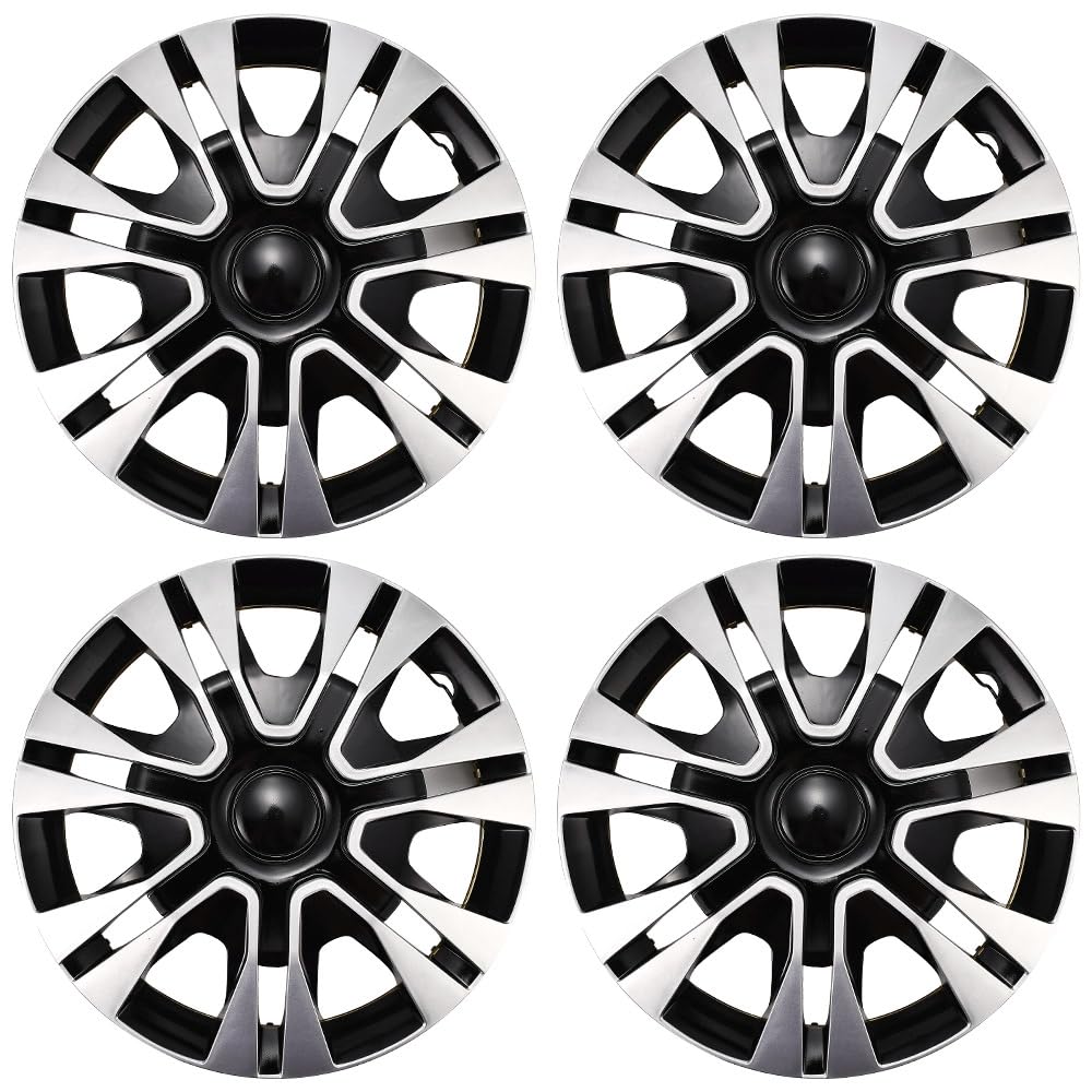 Photo 1 of *** SIMILAR *** XIMINZ 12 Inch Wheel Rim Cover Set of 4 Modern Style Hub Caps Black Silver ABS Plastic Car Hubcaps Anti-Scratch and Anti-Rust Waterproof Hubcap Protecting Wheel Internals (Black and Silver)