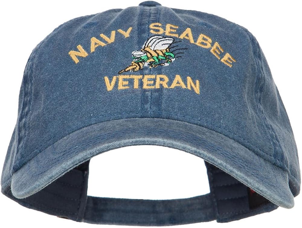 US Navy Seabee Veteran Military Embroidered Washed Cap