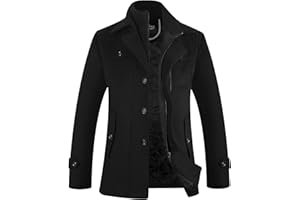 APTRO Men's Wool Pea Coat Trench Coats Topcoat Single Breasted Winter Jacket