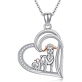 MONGAS Goat Necklace 925 Sterling Silver Goat Pendant Necklace Heart Animal Jewelry Gifts for Women Mom