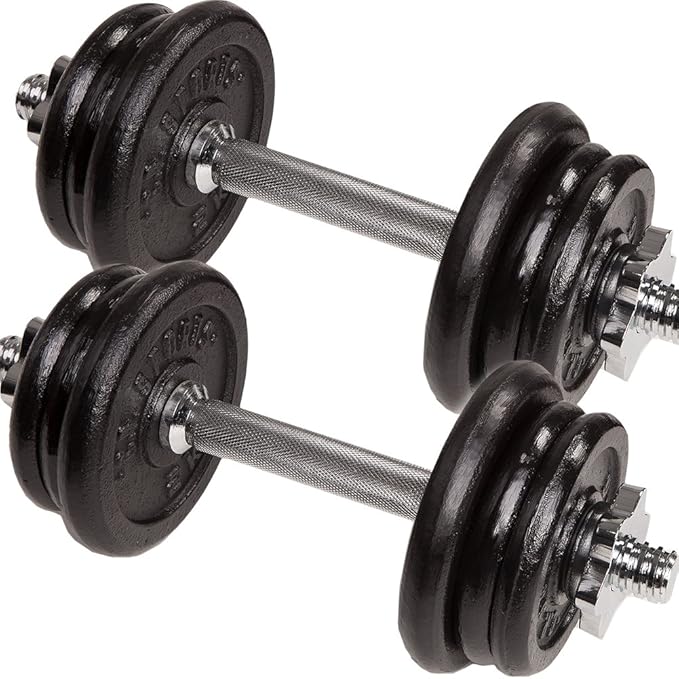 Premium Gusseisen Kurzhantelset 20 KG 8X 1 KG + 4X 2 KG + 2X Kurzhantel je 2 KG mit Sternverschlüssen, C.P. Sports Hantelset