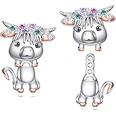 Highland Cow Earrings 925 Sterling Sliver Cow Earrings Highland Cow Jewelry Gifts for Women