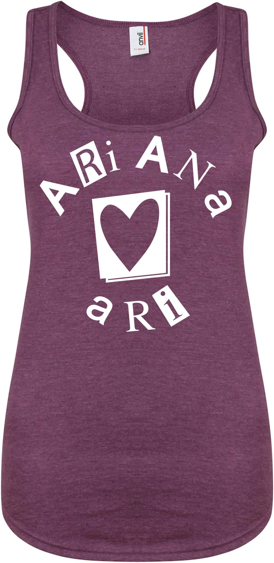 Kelham Print Womens Slogan Racerback Vest Top Ariana Heart Ari Purple