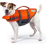 Outward Hound Granby Splash Dog Life Jacket, Life Vest, Orange, Small | Max Buoyancy, Adjustable Fit, Head/Neck Support, Rescue Handle, Reflective, Swimming &amp; Boating, Small Dogs (16&ndash;20" Girth)