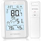 Indoor Outdoor Thermometer Wireless Weather Station with 330FT Range Remove Sensor Inside Outside Digital Hygrometer Thermometer Battery Powered Temperature Gauge Humidity Monitor with Clock&Backlight