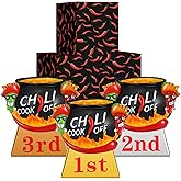 3 Pcs Chili Cook off Trophies Chili Cook off Prizes 1st 2nd 3rd Place Medals 4" Cooking Competition Trophy Awards Pepper Salsa Trophy with Base for Cooking Events Party Decorations Supplies Gifts