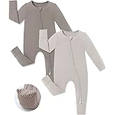 JunNeng Viscose from Bamboo Sleeper with Mittens, 2 Way Zipper Baby Boy Pajamas, Non Slip Sleep'N Play Romper