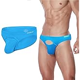 HASWECHYS Mens Sexy Briefs Front Open Access Low Rise Bulge Enhancing Pouch Opening Underwear Bikini