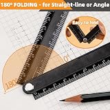 Akozon Metal Foldable Ruler 30cm 0-300mm 90° Aluminum Angle Ruler Black view 3