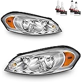 KarSpareHub Halogen Headlights for 2006-2013 Chevy Impala | Headlights with High/Low Beam Bulbs, Driver &amp; Passenger Side for 14-16 Chevy Impala Limited, 06-07 Chevy Monte Carlo