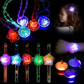 Amazon Leehur 光るヘアクリップ ネックレス ブレスレット コマ 18点豪華セット キッズおもちゃ ラッシュ ピカピカ パーティーグッズ 子供景品 お祭り 花火大会 子供会 縁日おもちゃ 誕生日 ハロウィン クリスマス 新年プレゼント 6歳以上 ネックレス おもちゃ