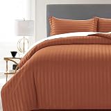 MOONLIGHT20015 Double Duvet Set Reversible Stripes Satin Bedding Rust 200x200 view 5
