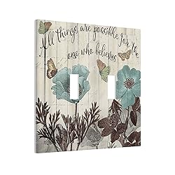 Teal Tulip Rustic Floral Wood Flower Double Toggle