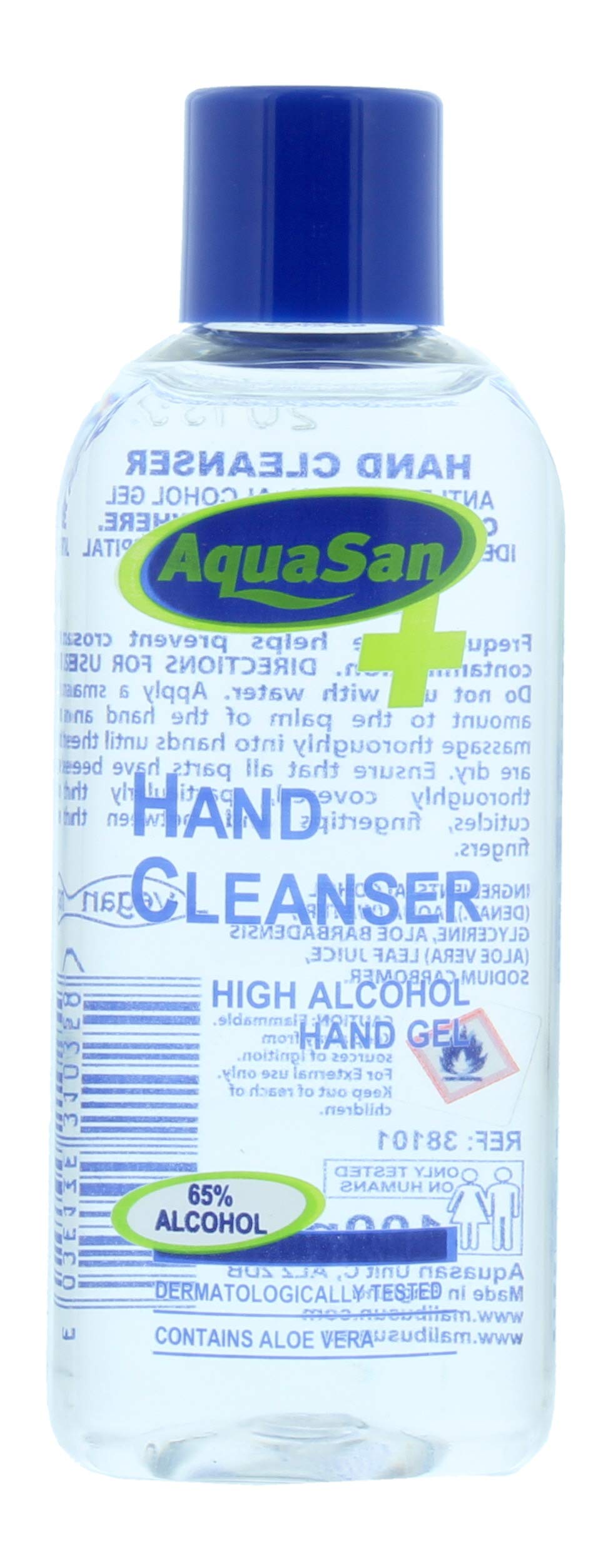 malibu Aquasan 100Ml Anti Bacterial Hand Cleanser Sanitiser, 65% Alcohol,