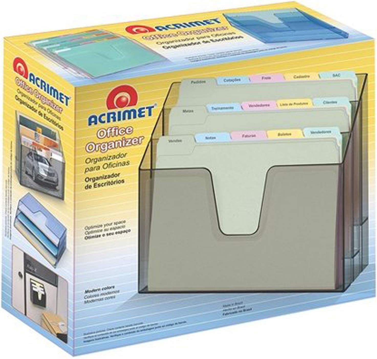 Acrimet Horizontal Triple File Folder Organizer (White Color): Home Improvement
