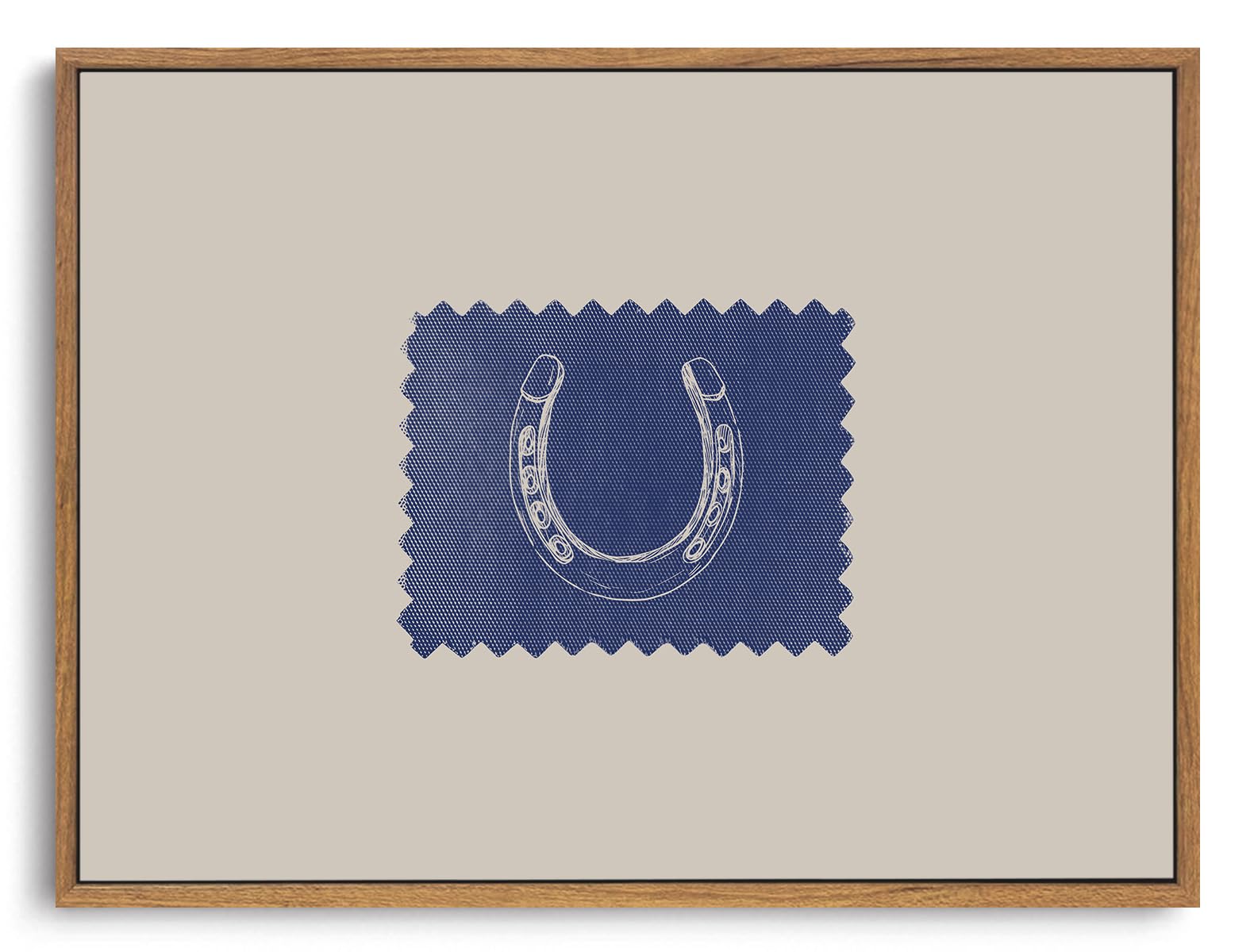 Photo 1 of ZZLWBKGL Vintage Western Framed Wall Art Retro Lucky Horseshoe Canvas Wall Art Rustic West Pictures Decor Country Minimalist Denim Patch Art Prints for Living Room Bedroom