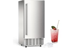 COWSAR Commercial Under Counter Nugget Ice Maker Machine, 68Lbs/Day Ice Maker with Double Ice Baskets, Bulit-in Freestanding Ice Machine, 24H Timer & Self-Cleaning, for Commercial & Home Use(Silver)
