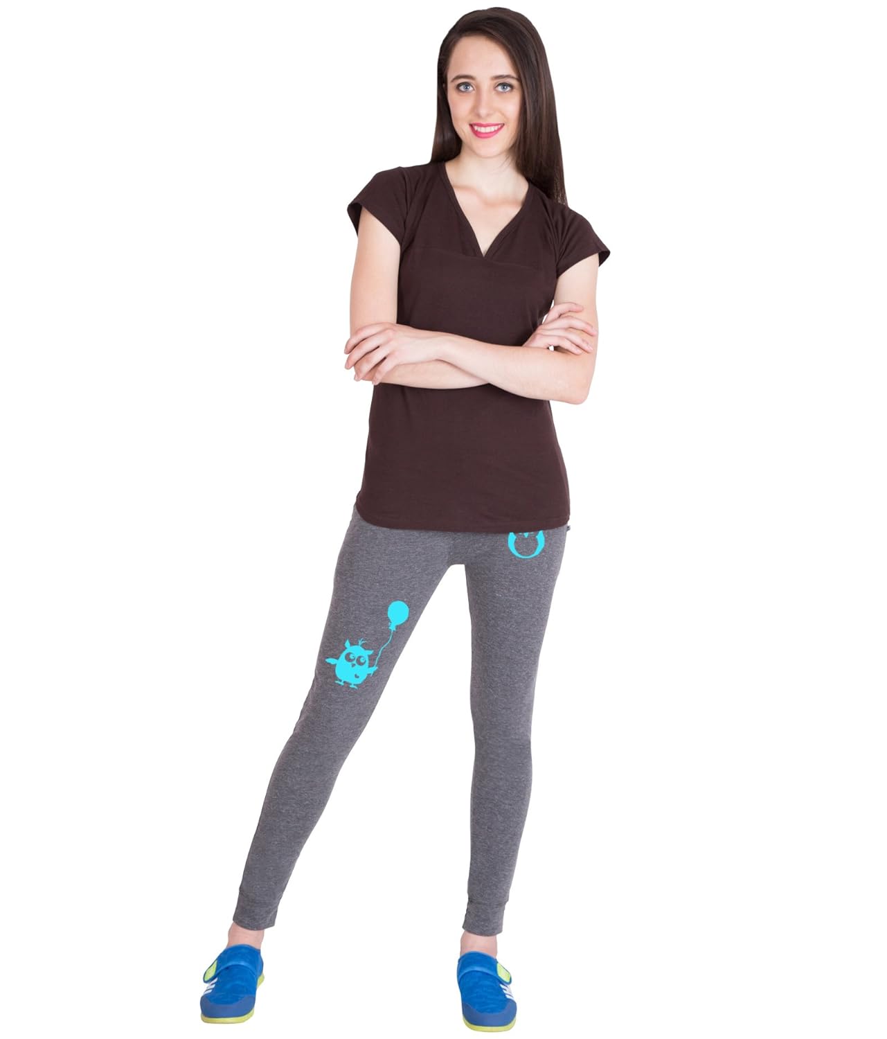 american-elm grey melange printed women track pant