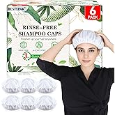 Shampoo Caps No Rinse, 6 Pack Waterless Shampoo Caps for Bedridden Patients and Elderly, Rinse Free Hair Washing Shower Caps for Post Surgery, Hospital, Camping