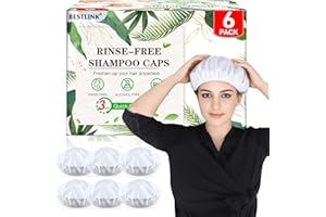 BESTLINK Shampoo Caps No Rinse, 6 Pack Waterless Shampoo Caps for Bedridden Patients and Elderly, Rinse Free Hair Washing Shower Caps for Post Surgery, Hospital, Camping
