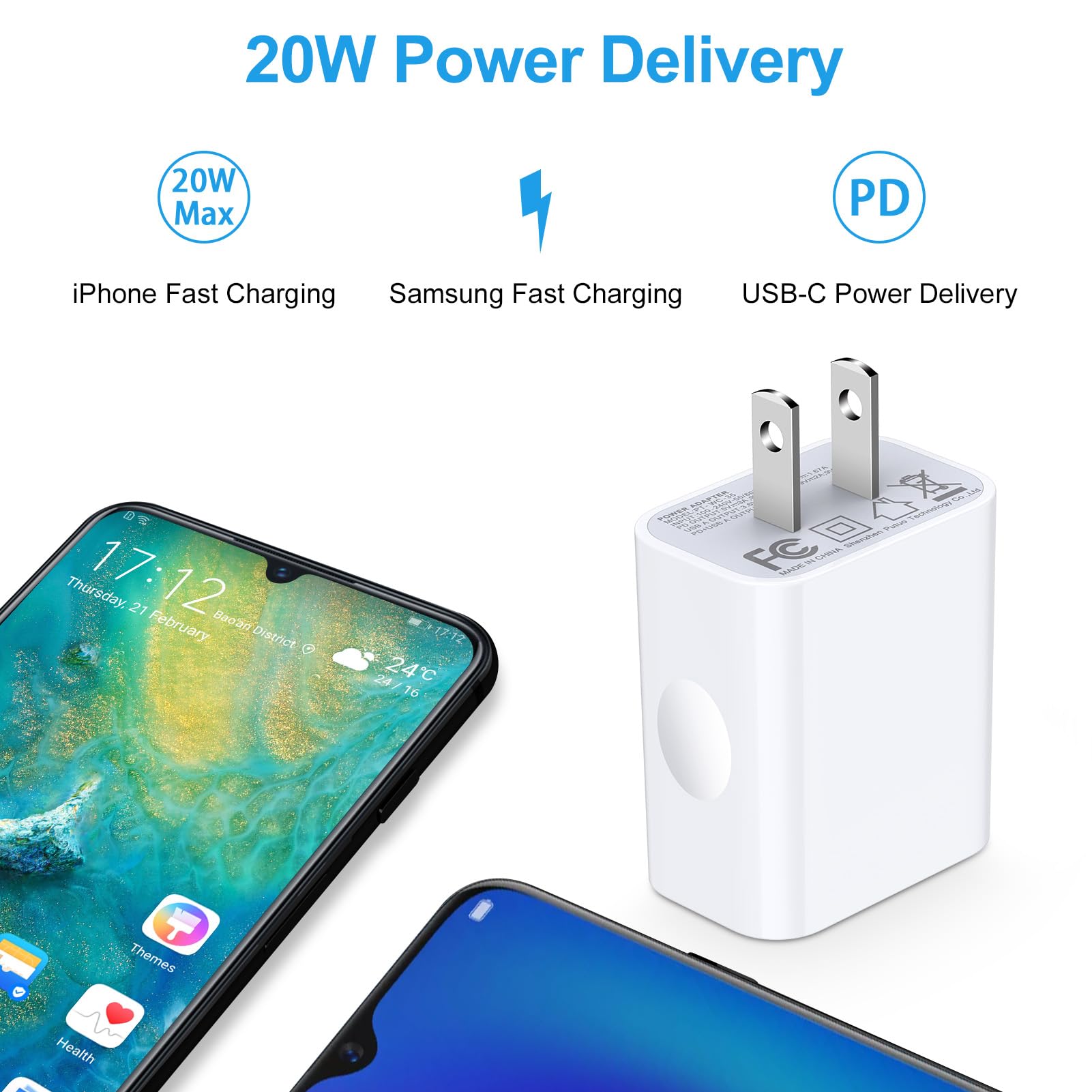 25W Fast Charger USB-C Power Adapter With 3ft/6ft Cable For IPhone Samsung Galaxy - View #4