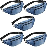 5PCS Crossbody Fanny Pack Large Capacity Waist Bag with 4-Zipper Pockets Adjustable Strap Fanny Packs Waterproof Oxford Cloth Travel Belt Bag for Outdoor Shopping Travel Men Women,Blue