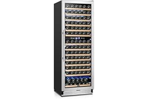 Tylza 24 Inch Wine Fridge Dual Zone, 154 Bottle Wine Cooler Refrigerator With Stainless Steel and Professional Compressor, Fast Cooling Low Noise and No Fog Built-in or Freestanding