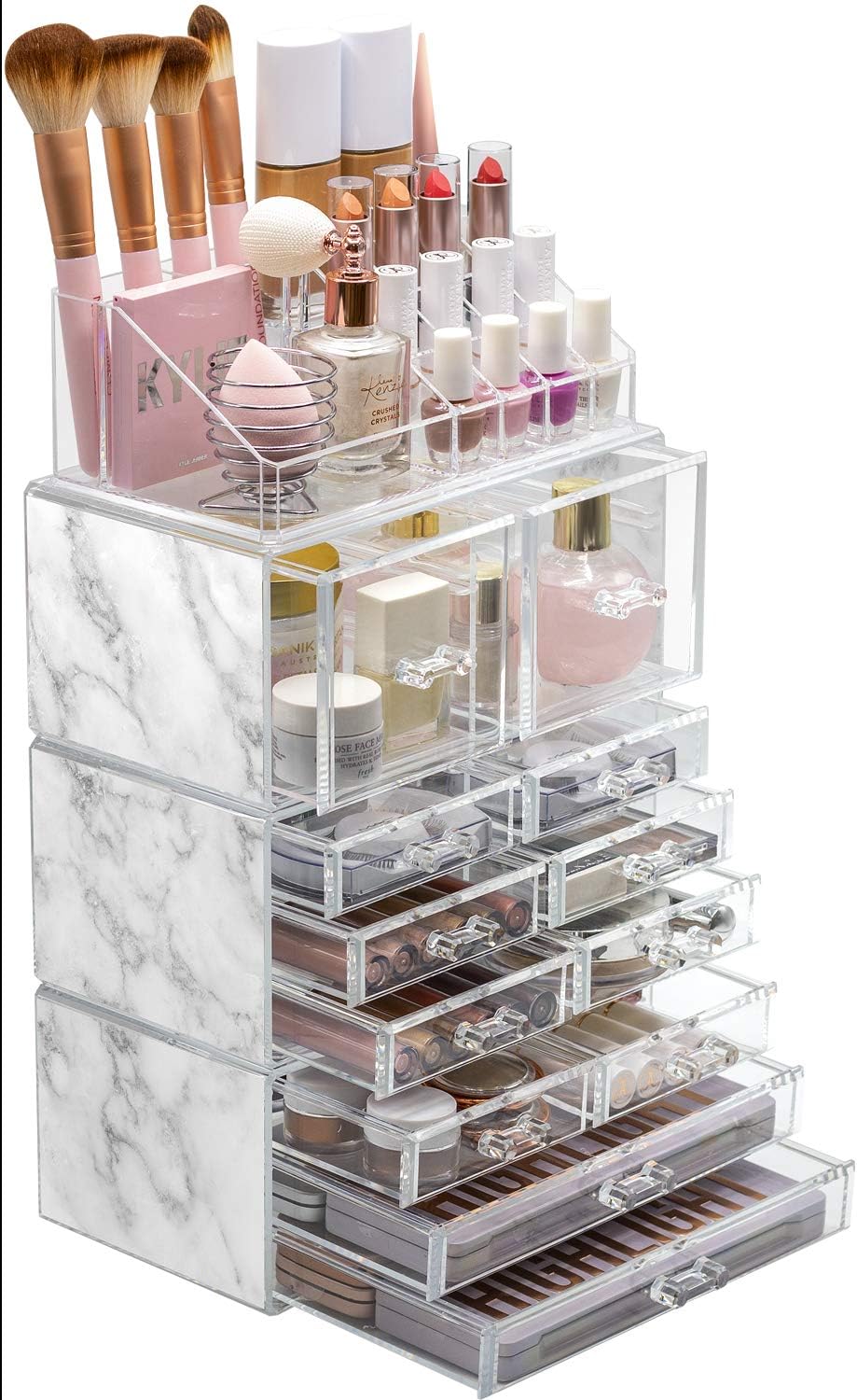 Sorbus Cosmetic Makeup and Jewelry Storage Case Tower Display Organizer - Spacious Design - Great for Bathroom, Dresser, Vanity and Countertop (Marble): Home Improvement